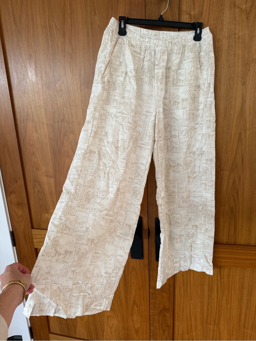 Splendid Women’s Light Cream Wide-Leg Linen Blend Pants